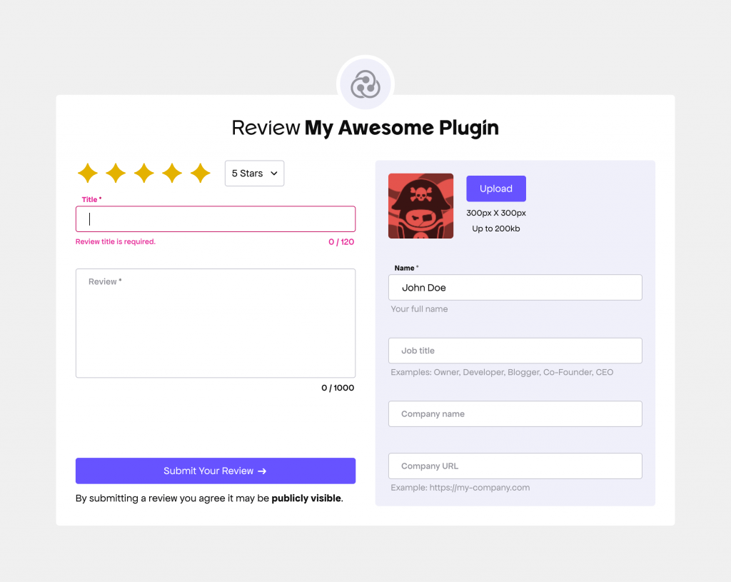 Review App Form Error