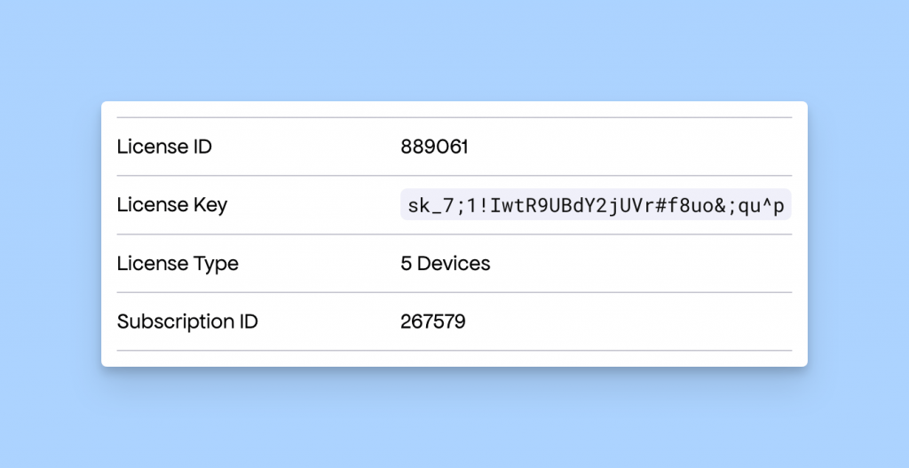 License information in Freemius Transactional Emails