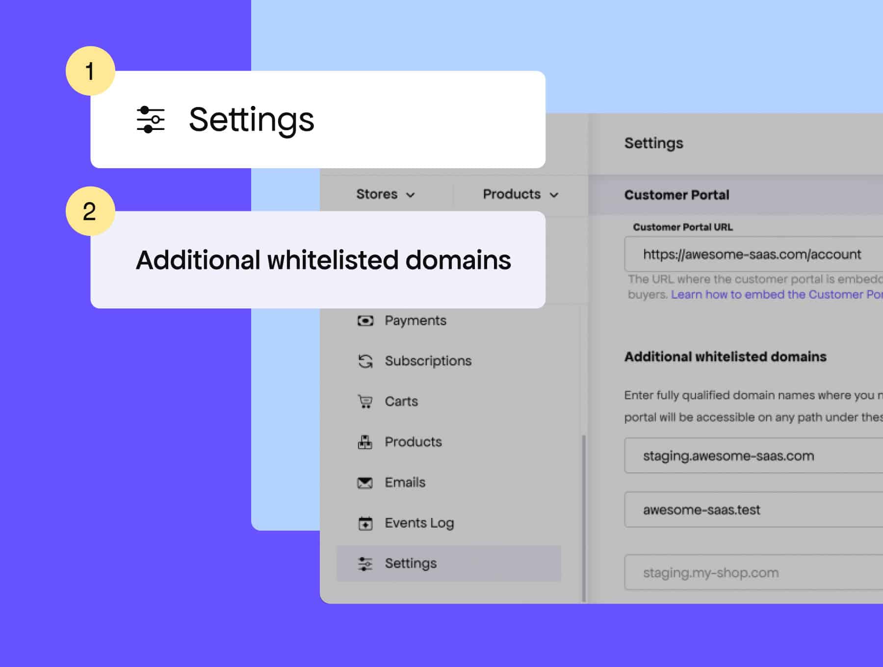 Multiple whitelisted domain support for embedded Freemius Customer Portal