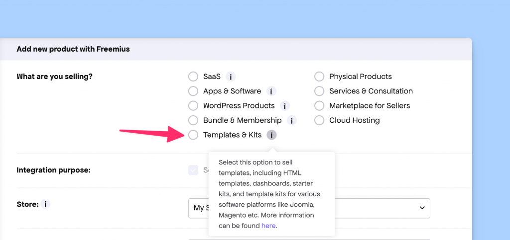 Template Kits in the New Product Form