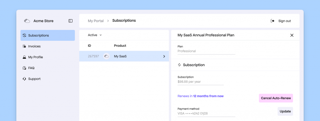 SaaS customer portal