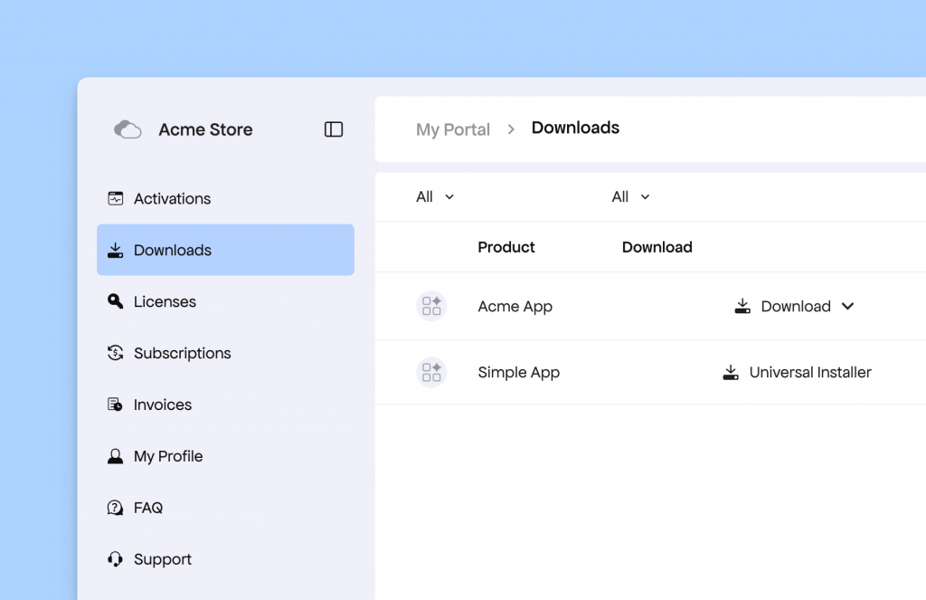 Download link in Customer Portal