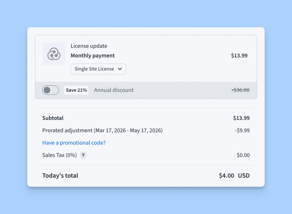 Checkout License Update
