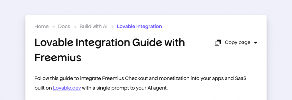 Lovable Integration Guide with Freemius