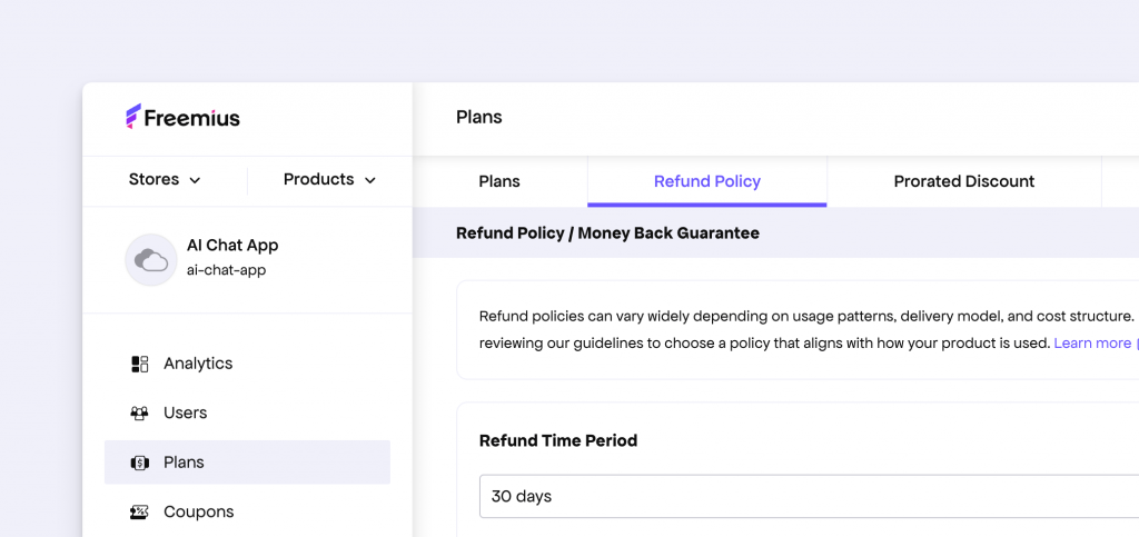 Plans page tab has links