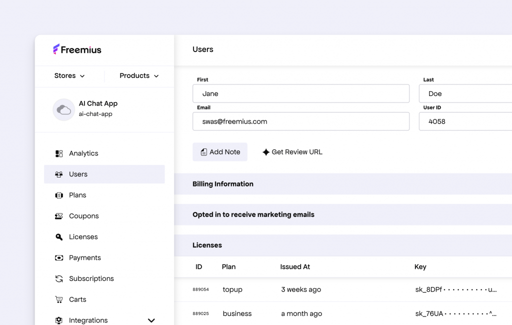 Removed irrelevant Site and Localhost info from user page for App & SaaS