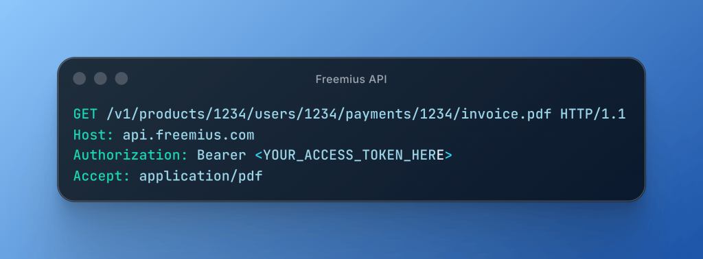 Download invoice from Freemius API from a user's scope
