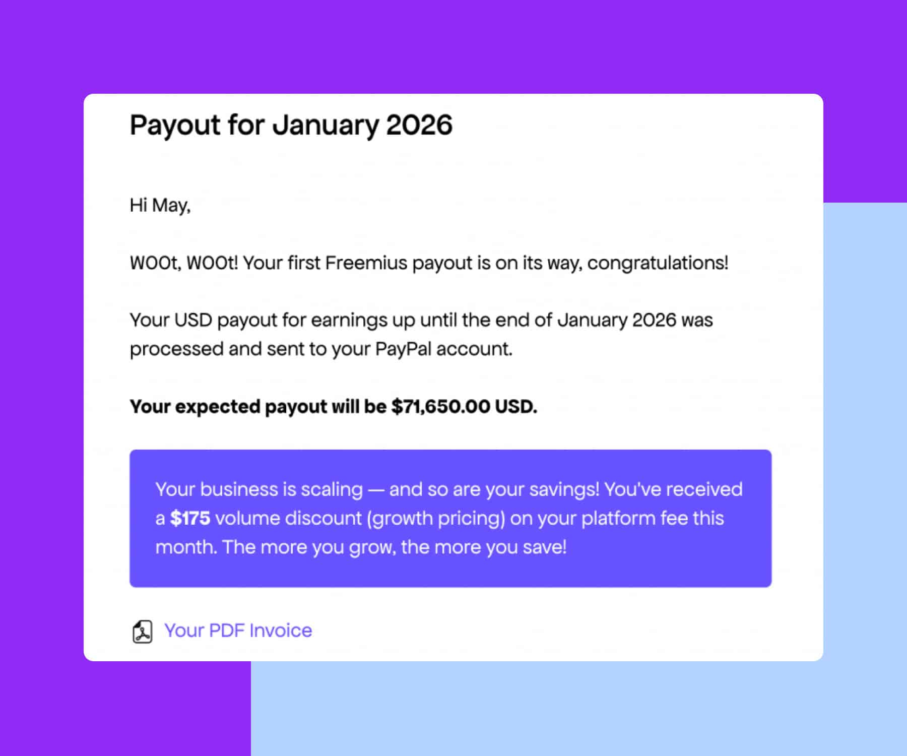 Freemius payout email