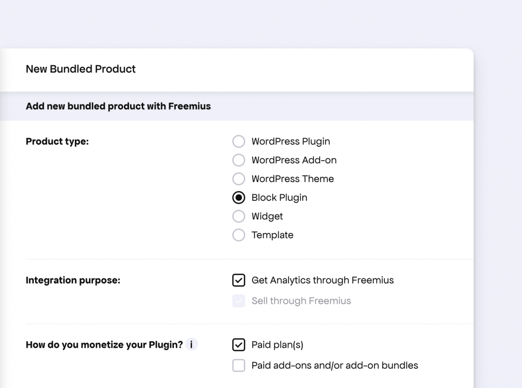 New bundled product form