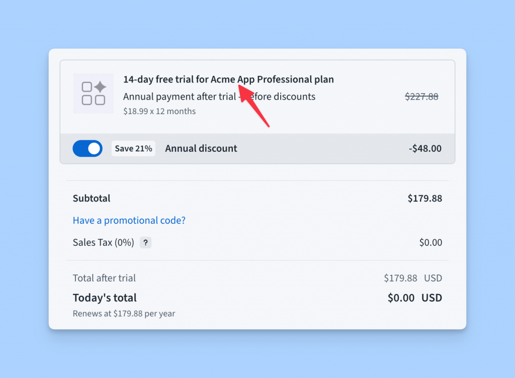 Freemius Checkout trial title