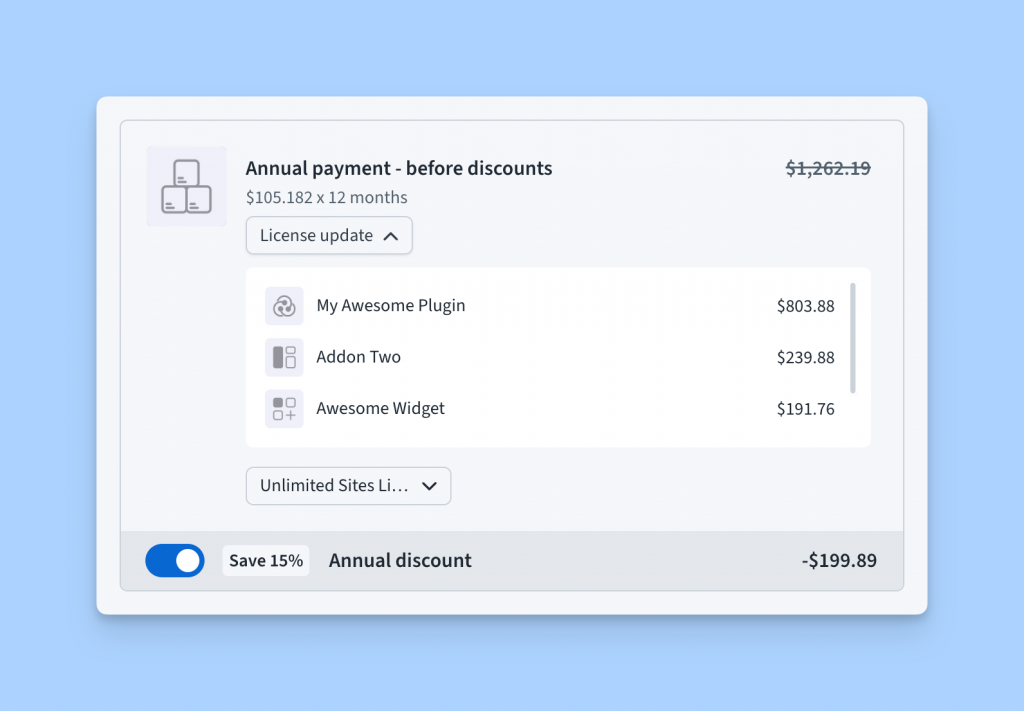 Checkout bundle upgrade UI