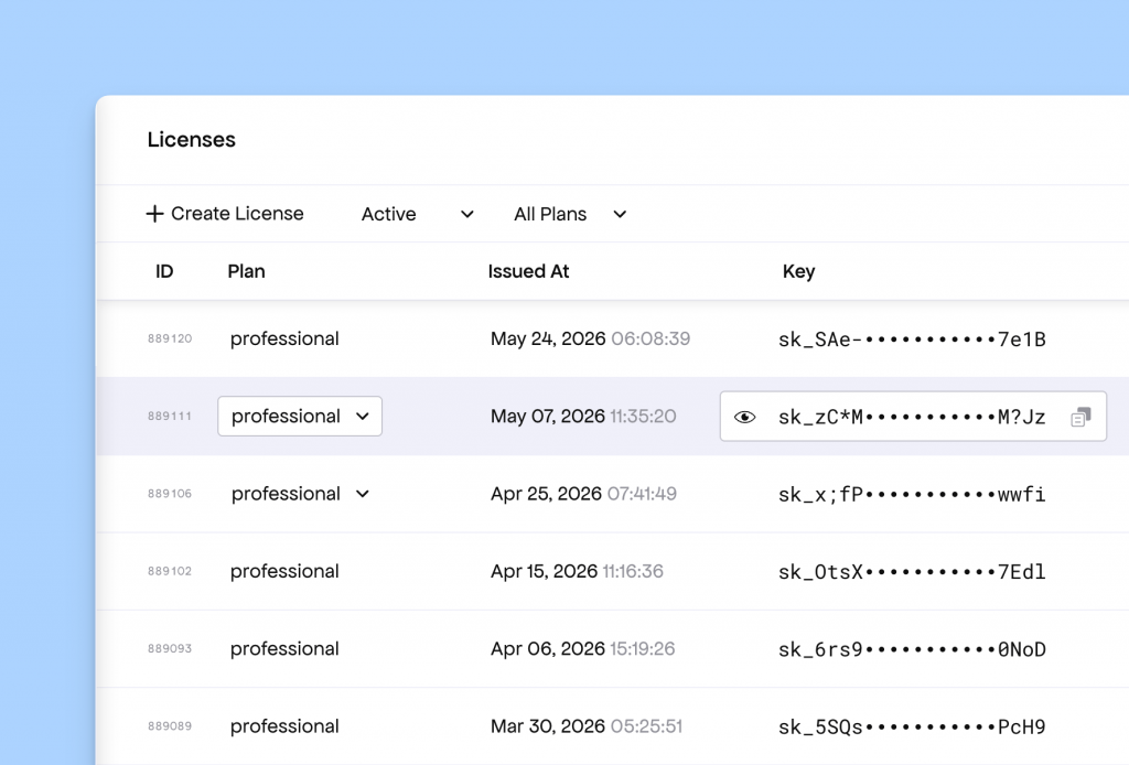 Freemius Developer Dashboard with Data Tables