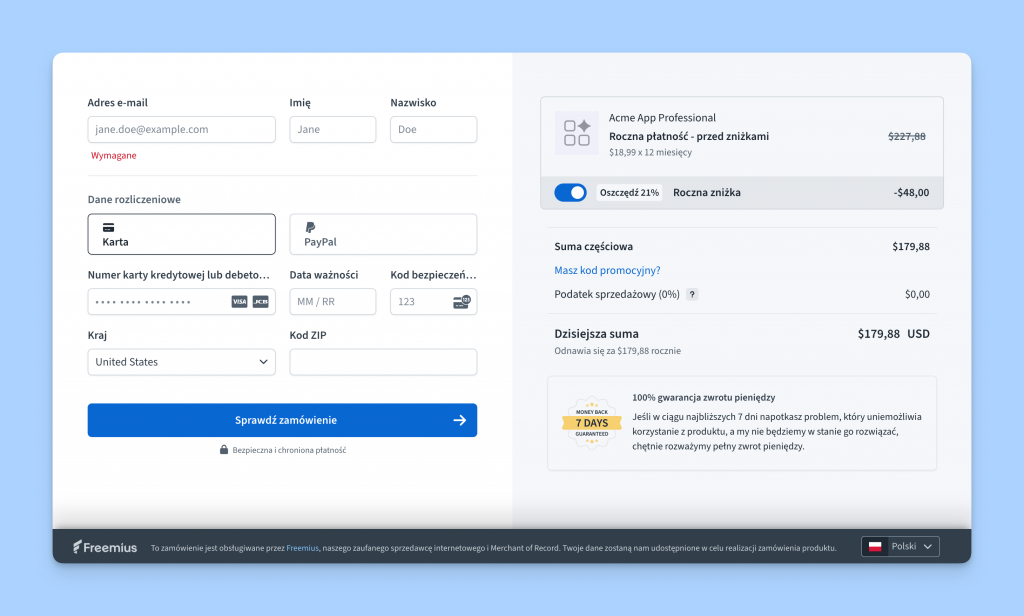 Checkout Polish language support