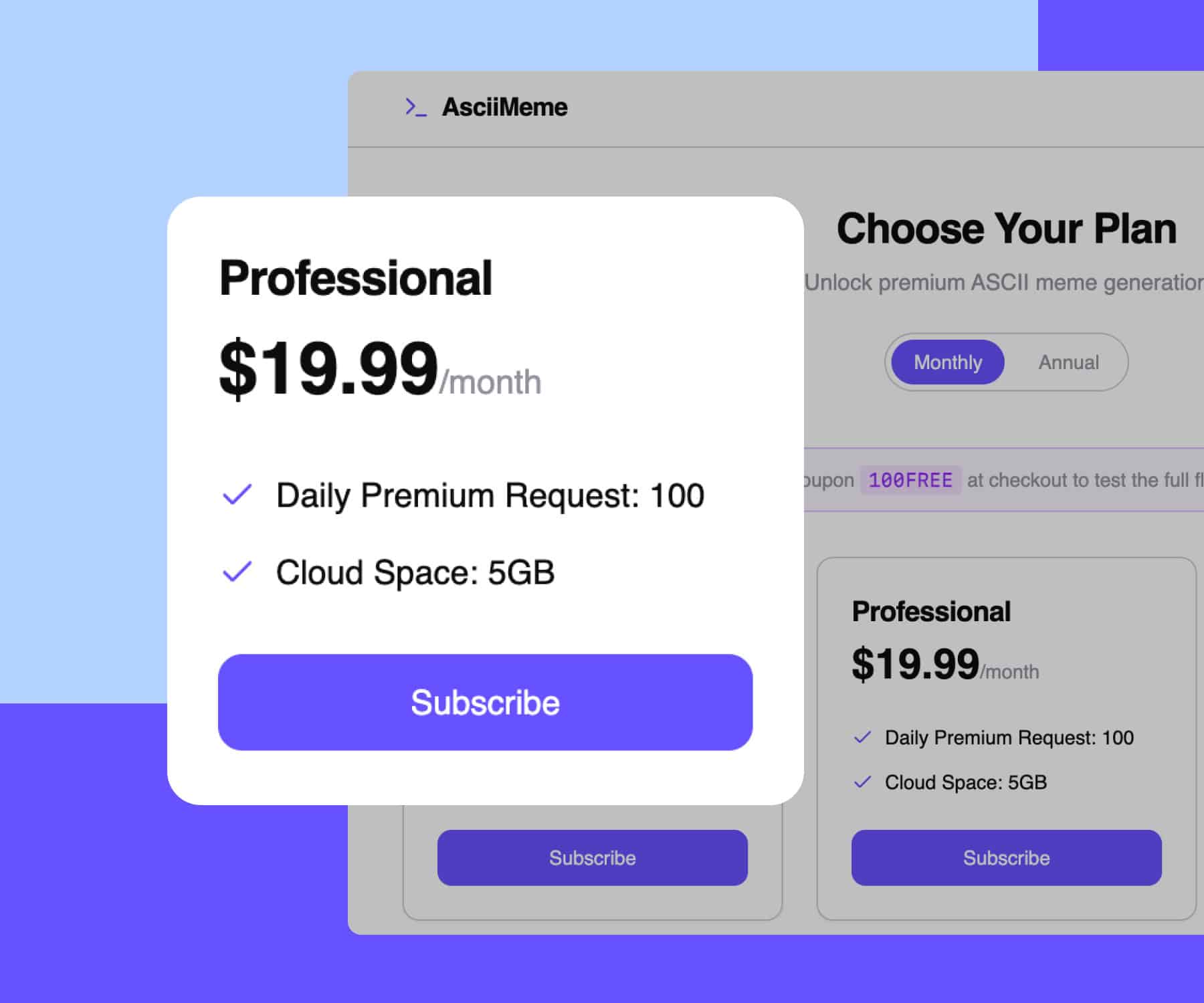integrated pricing page