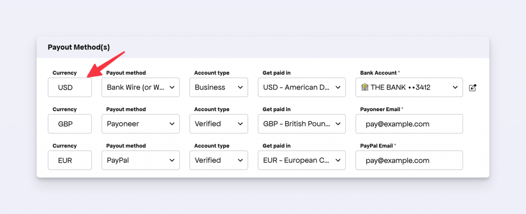 Set up USD payout method