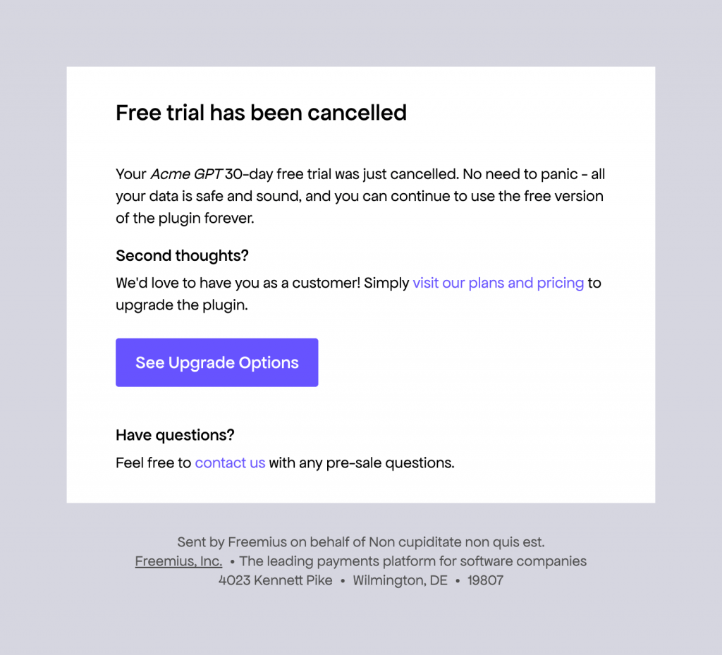 Updated trial email design