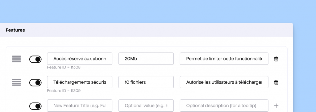 showing a feature title with accented characters