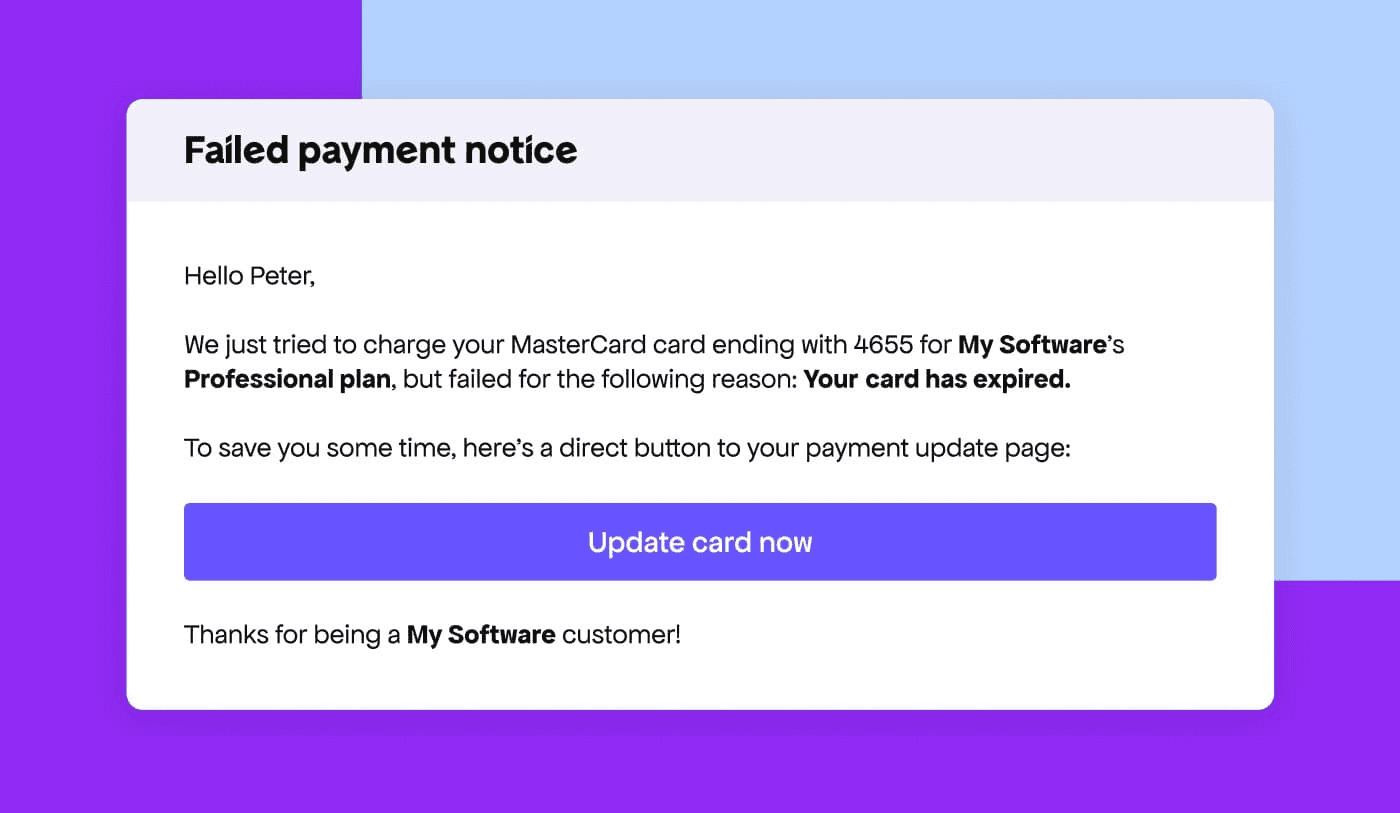 Freemius failed payment notice