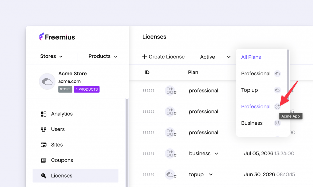 improved plan filter with product icons