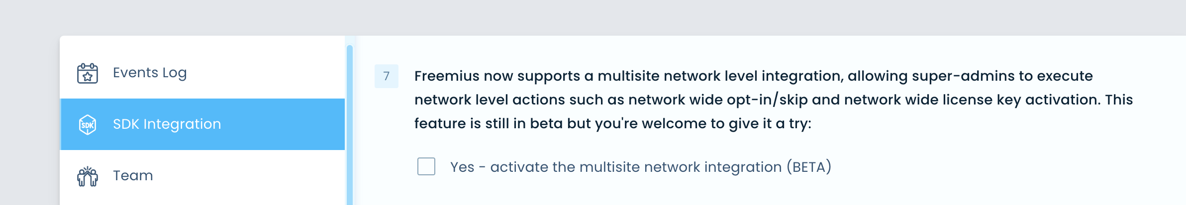 Freemius Dashboard - Multisite Network Integration Activation