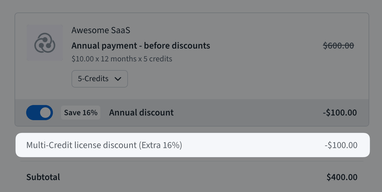 Freemius checkout multi-unit discount