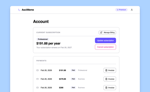 Accounts page
