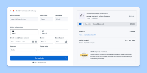 Freemius Checkout