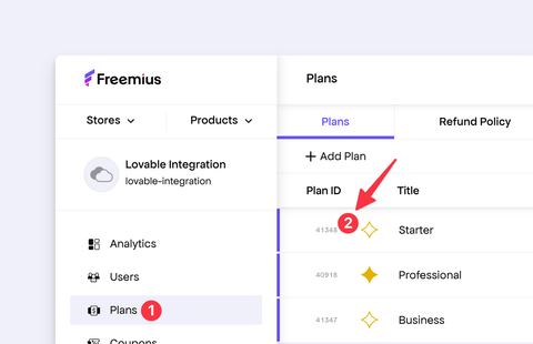 Find plan ID from Freemius Developer Dashboard