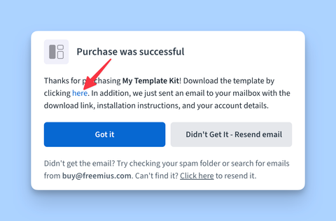 Freemius Checkout Purchase confirmation dialog - Templates zip download