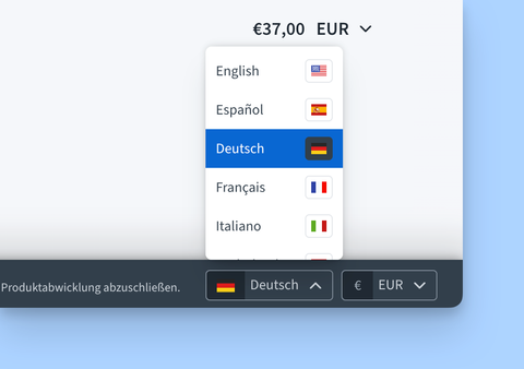 The Freemius Checkout with German language selected