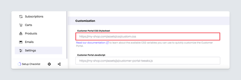 Customer Portal Custom Stylesheet URL Setting