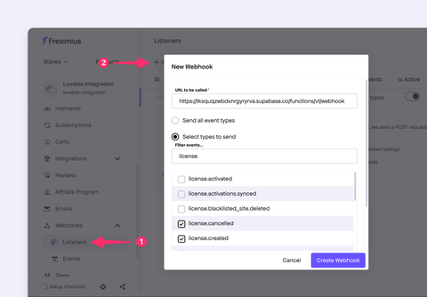 Add new webhook