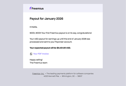 Email sent out for Freemius Payouts