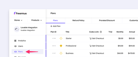 Setup plans in the Freemius Developer Dashboard