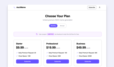 Pricing page