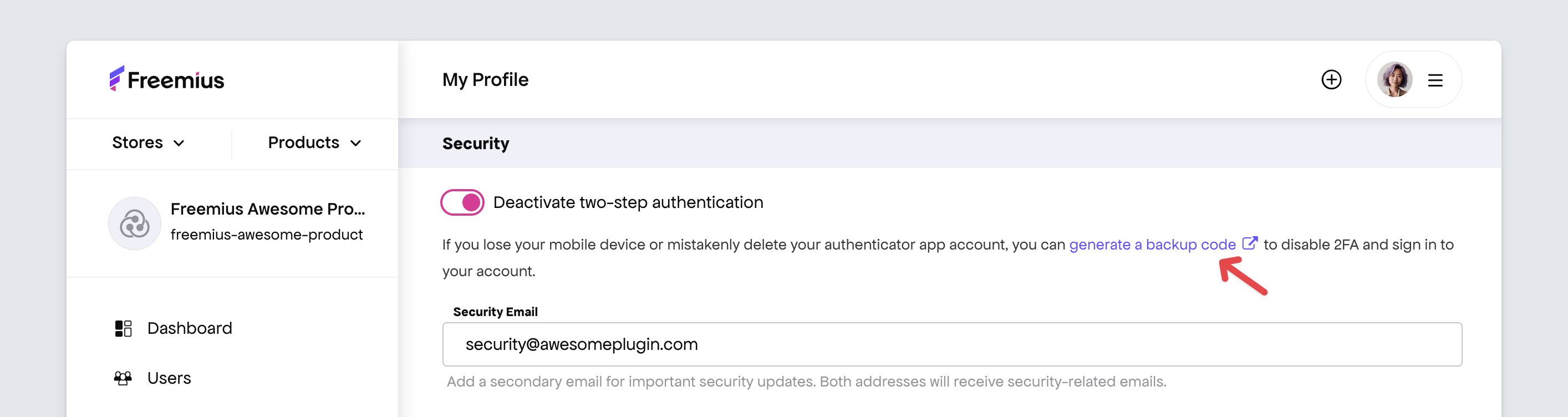 Regenerate 2FA backup code