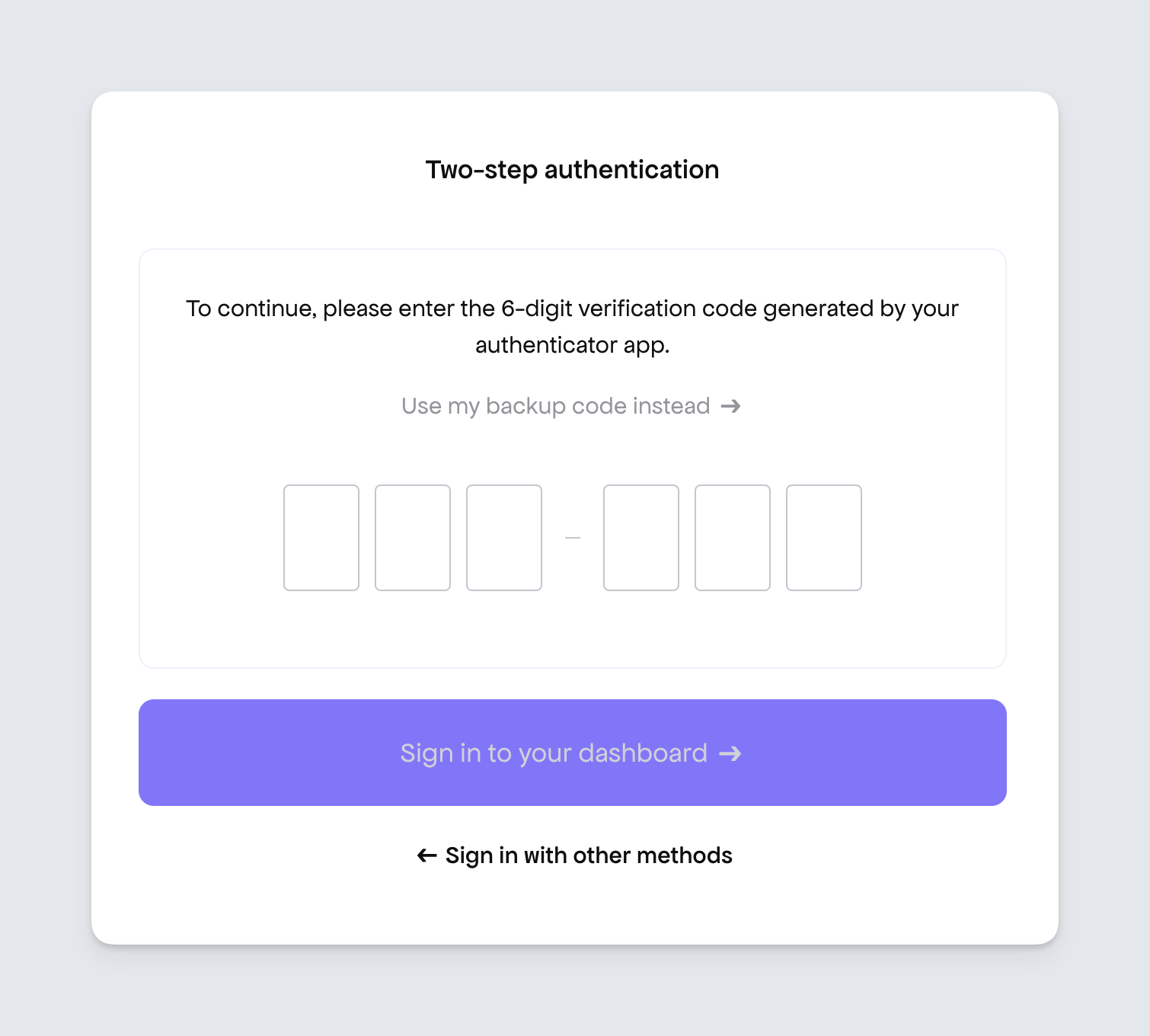 Login with backup code