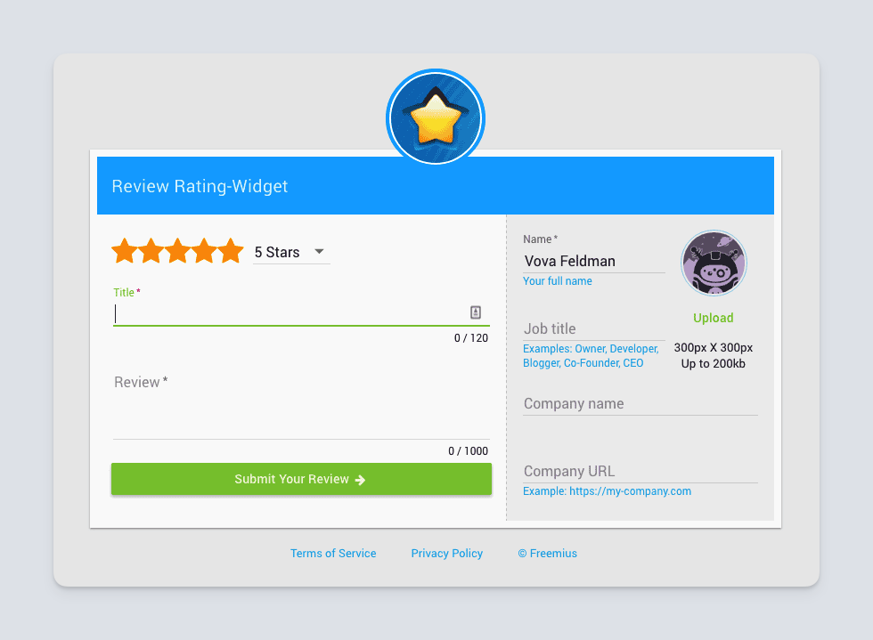 Freemius two columns Software Review request with empty fields