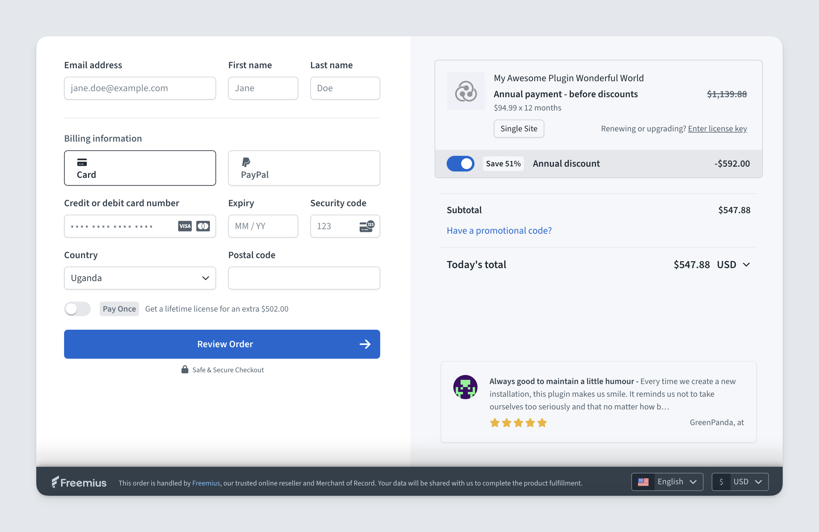 Freemius Checkout