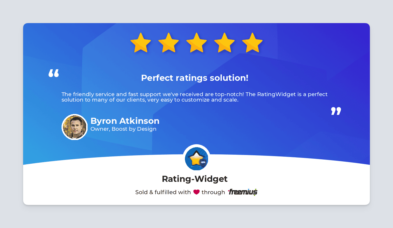 Freemius dashboard generated sharable review card sample