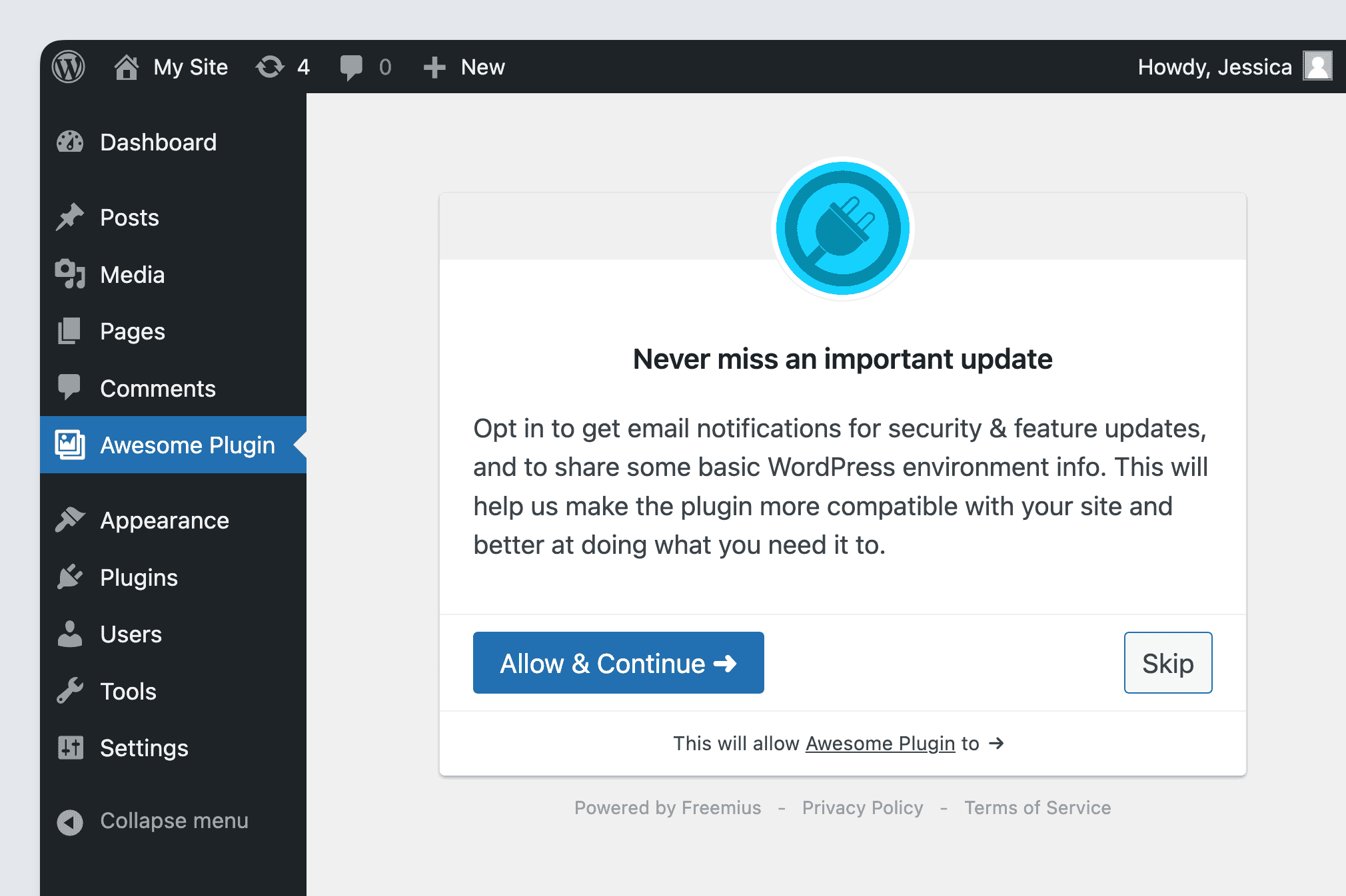 Freemius WordPress Plugin Opt-In