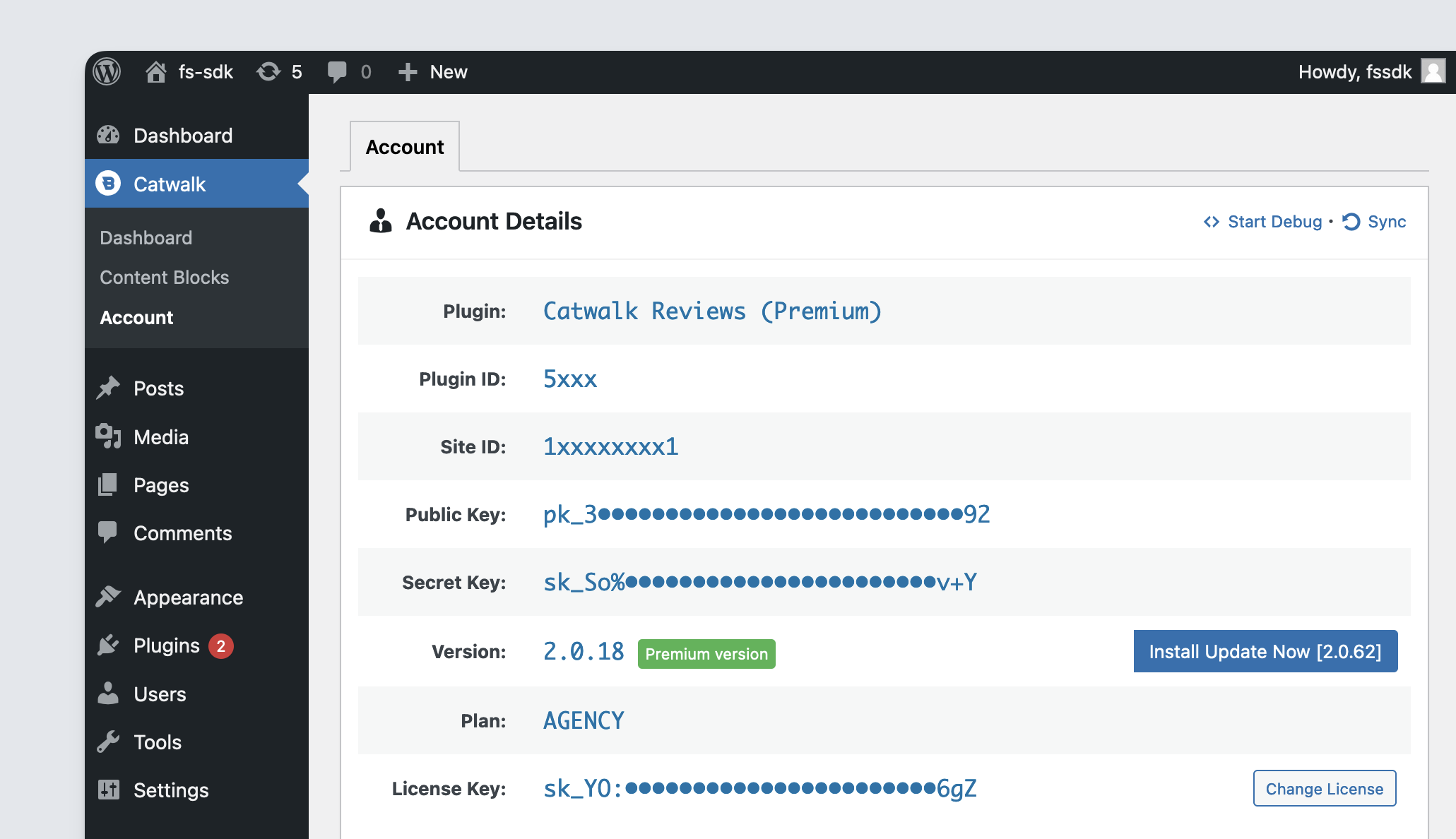 Freemius SDK - Account Details submenu item