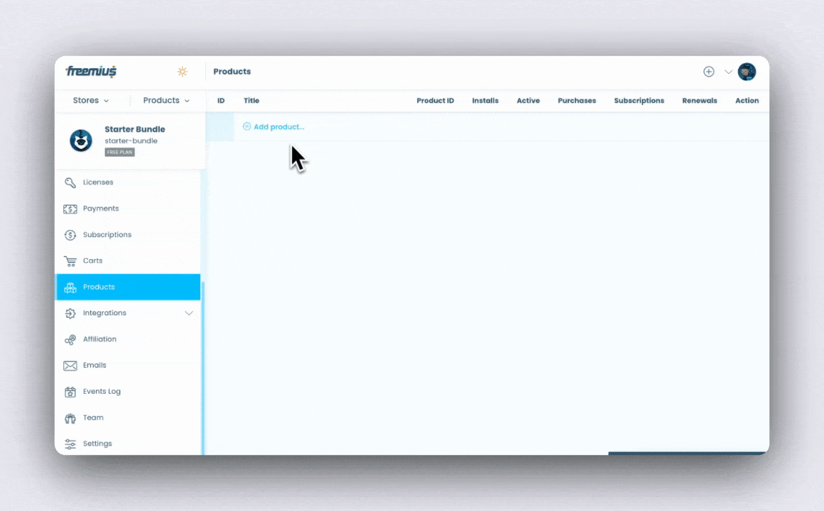 Freemius Dashboard - Bundle Product Addition
