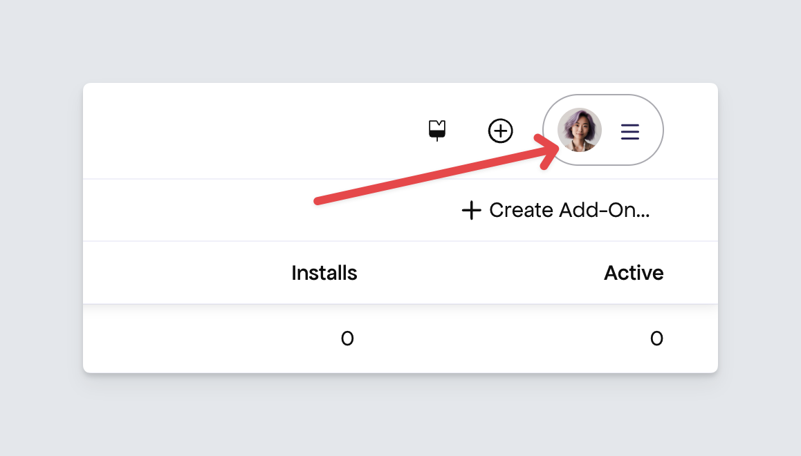 Freemius Developer Dashboard - profile options button