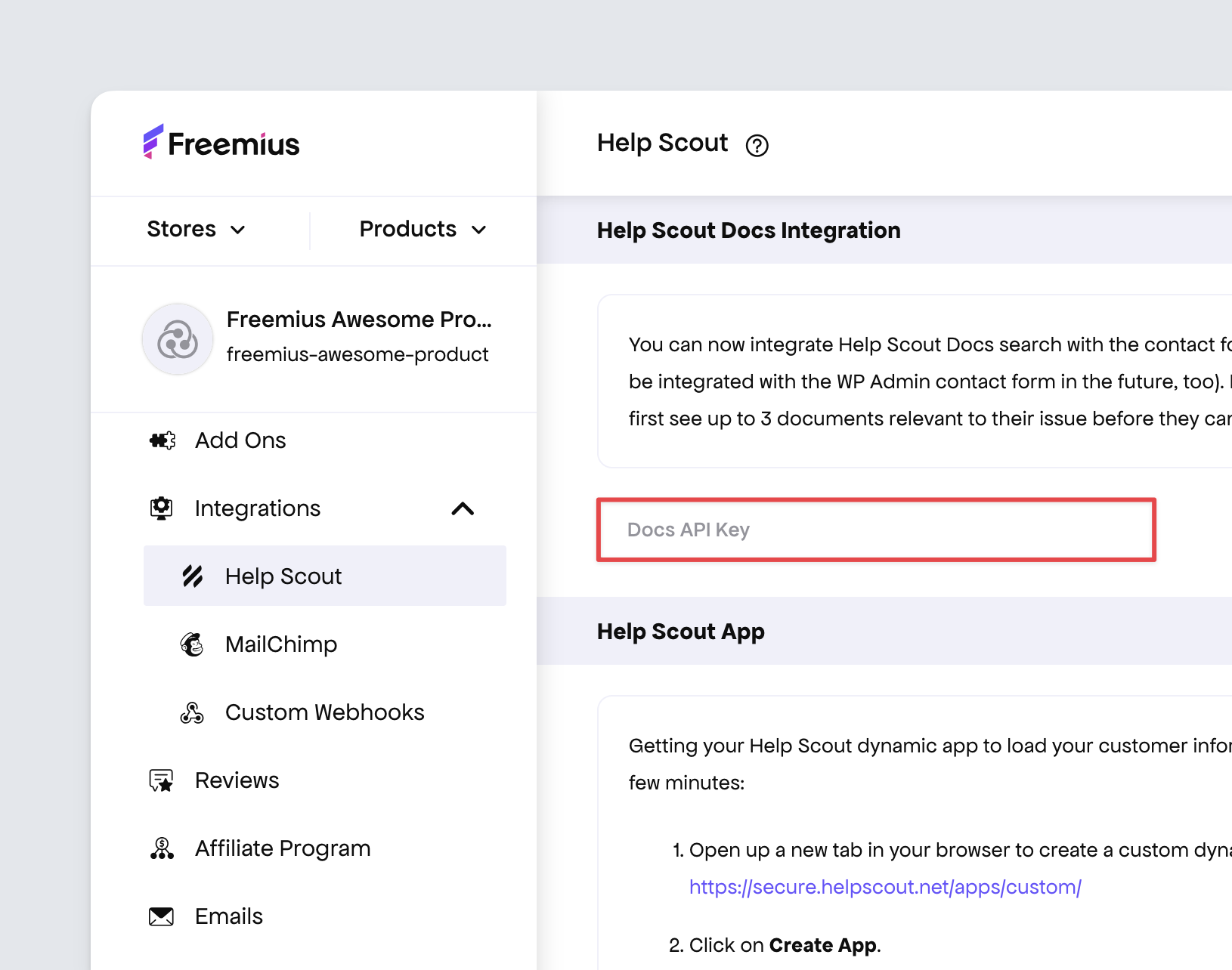 Help Scout Docs Integration in Freemius Developer Dashboard