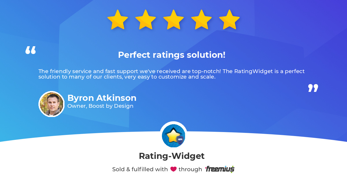 Freemius dashboard generated sharable review card sample