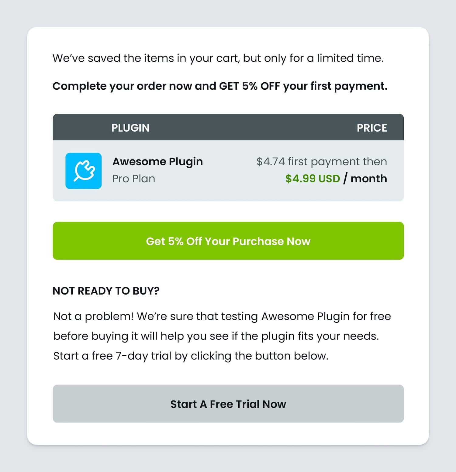Freemius Cart Abandonment Recovery Email With Discount to Reduce Customer Churn