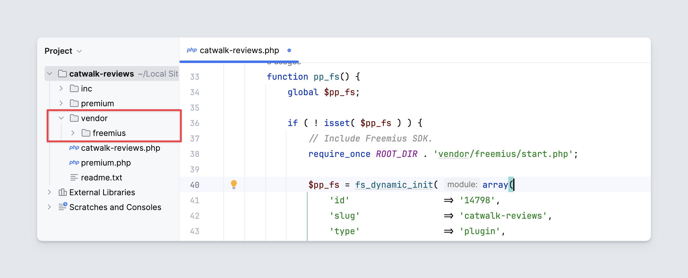 Freemius WordPress SDK Integration with product in the vendor folder