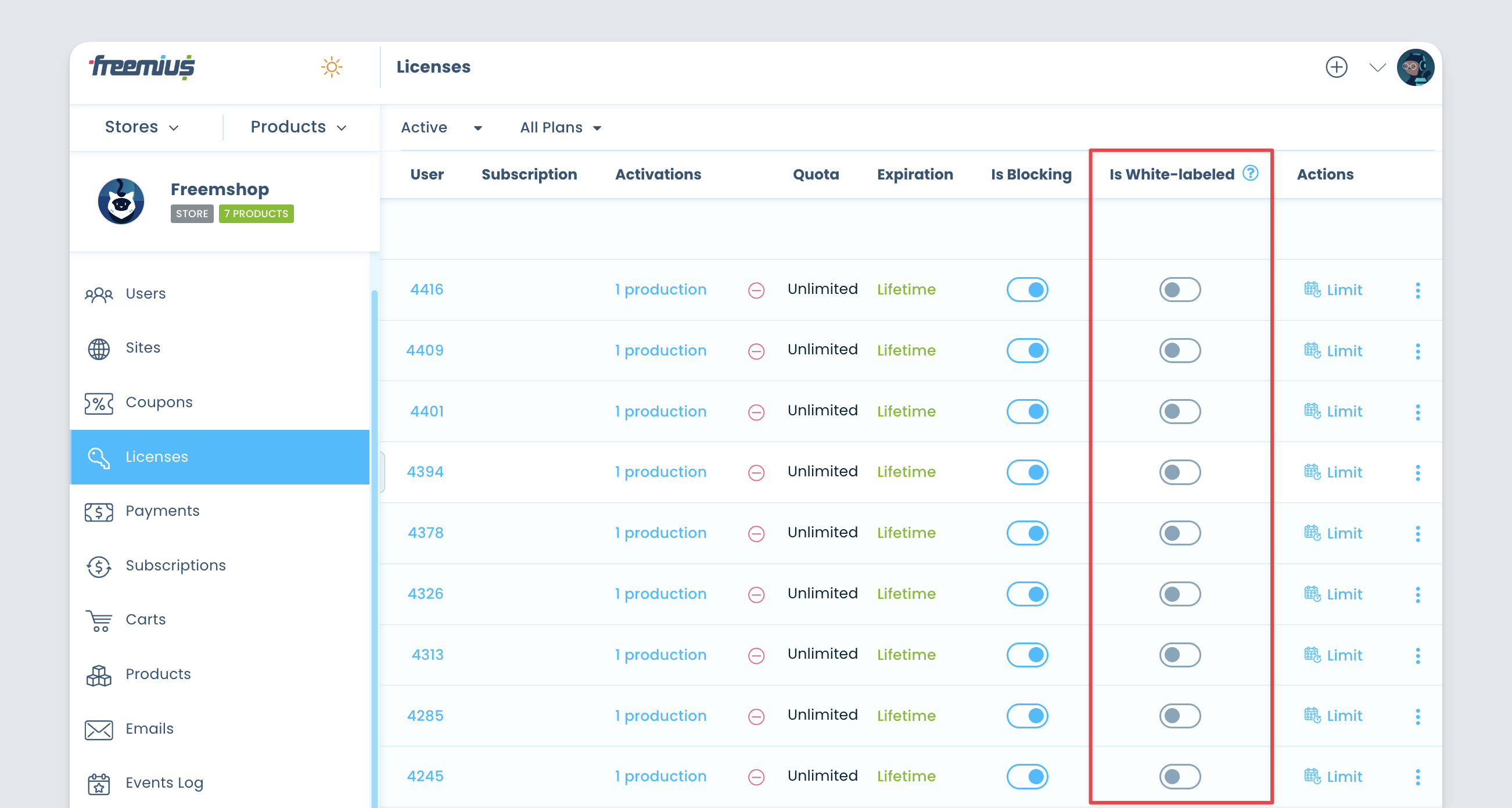 Freemius Developer dashboard - License white labeling