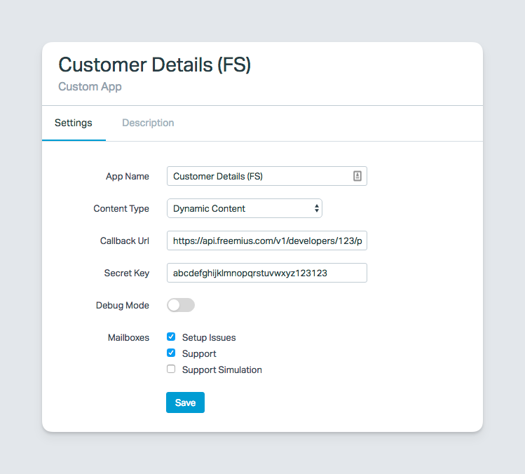 Freemius help scout api integration keys details panel